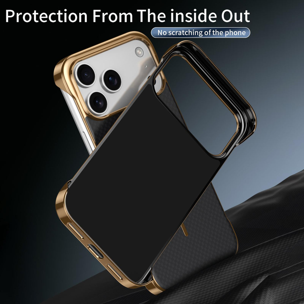 For iPhone 13 Pro Borderless Kevlar Texture Electroplated Magnetic Phone Case - Blue - EDA009988015D