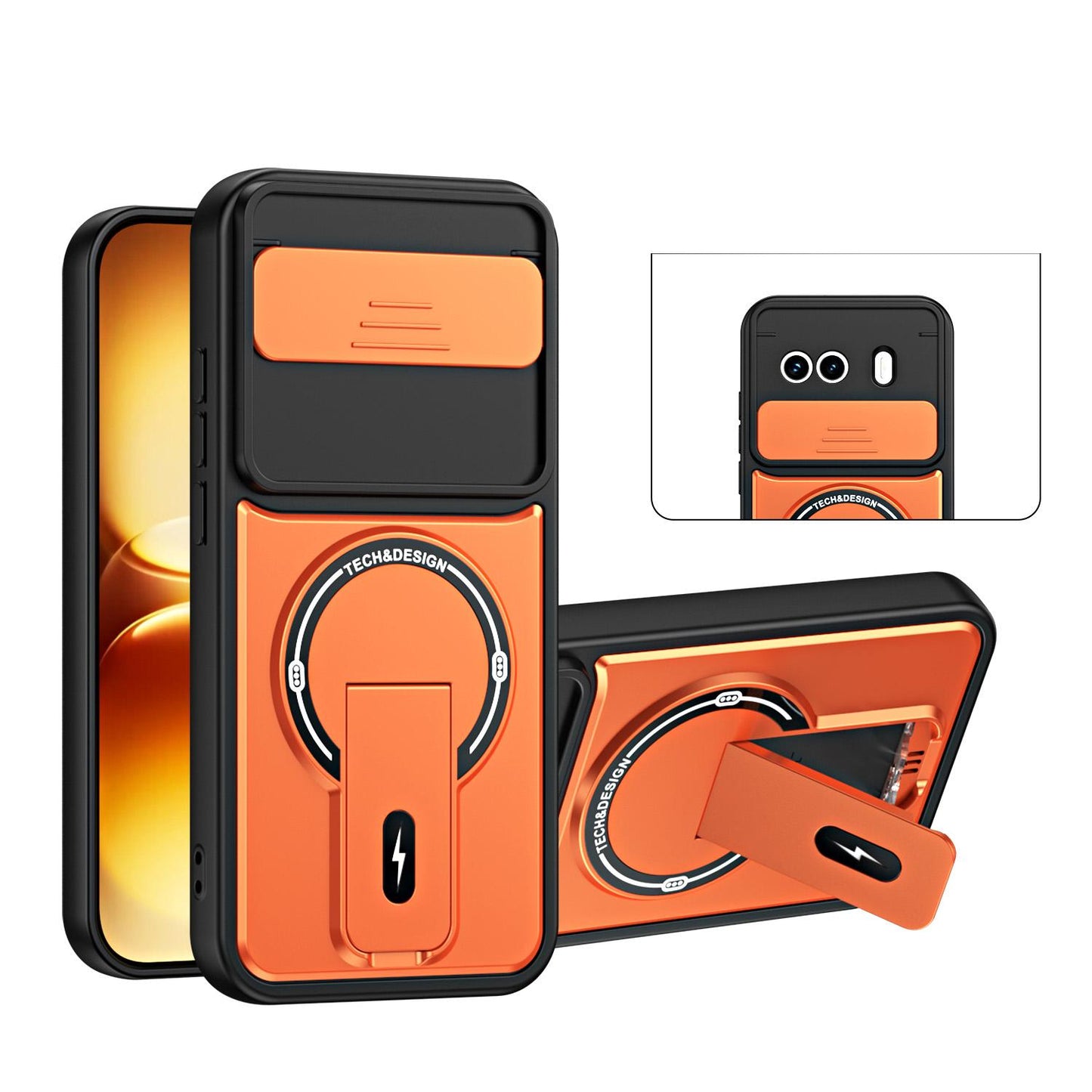 For vivo iQOO 15R 5G / Z11 Turbo Sliding Camshield Holder Magnetic Phone Case(Orange)
