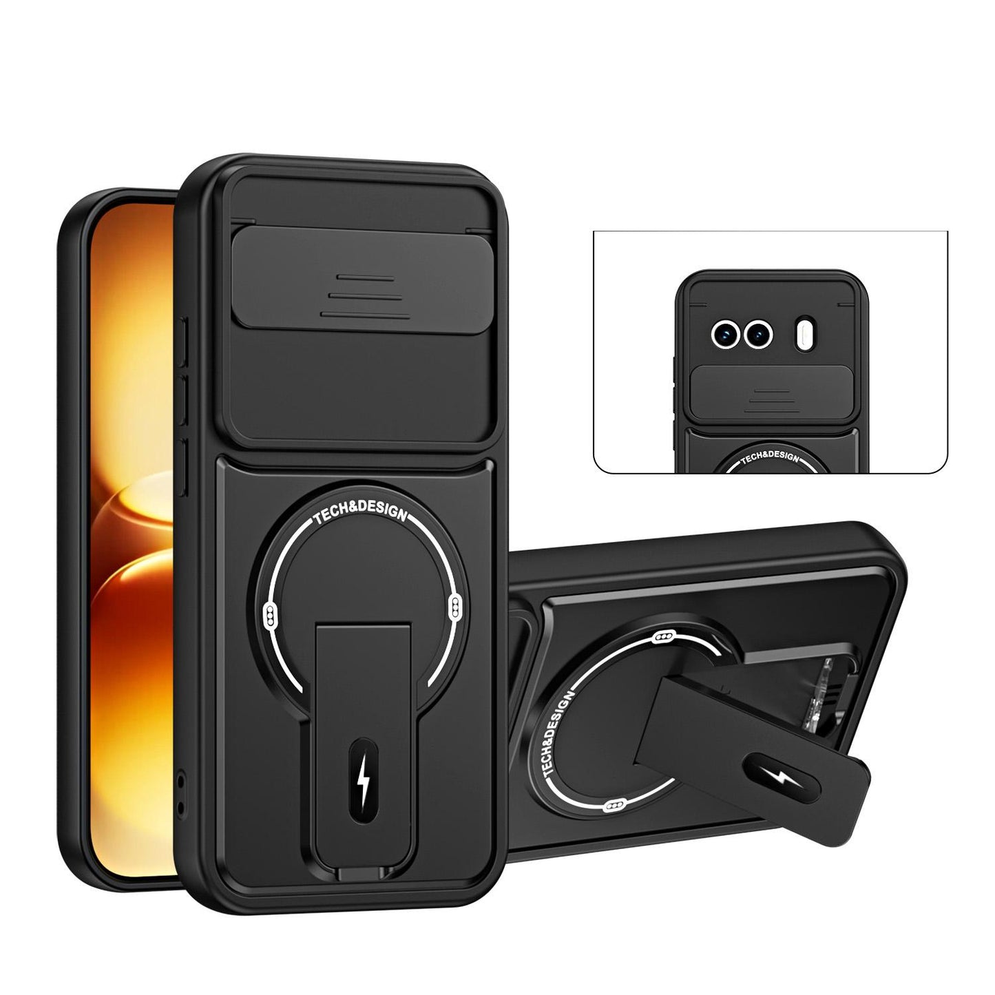 For vivo iQOO 15R 5G / Z11 Turbo Sliding Camshield Holder Magnetic Phone Case(Black)
