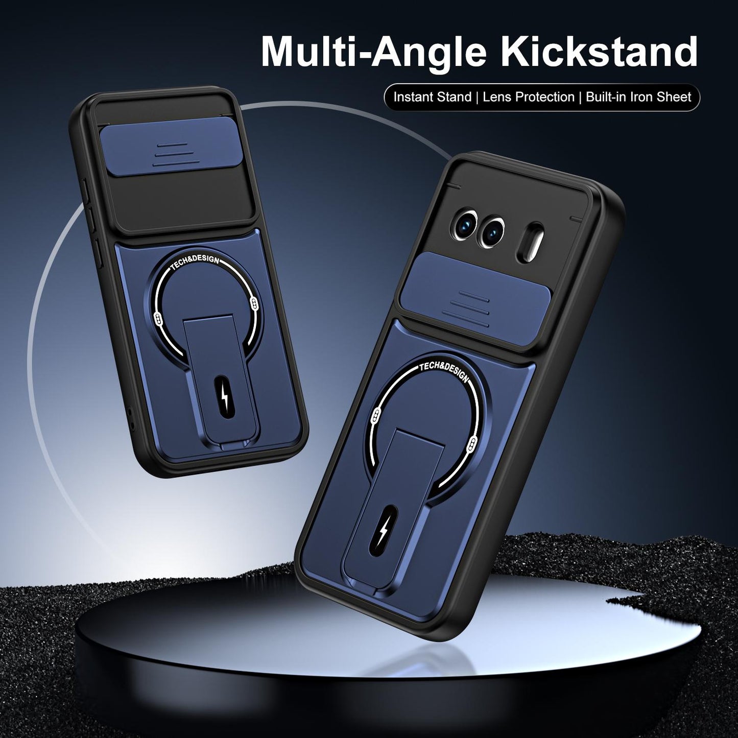 For vivo iQOO 15R 5G / Z11 Turbo Sliding Camshield Holder Magnetic Phone Case(Black)