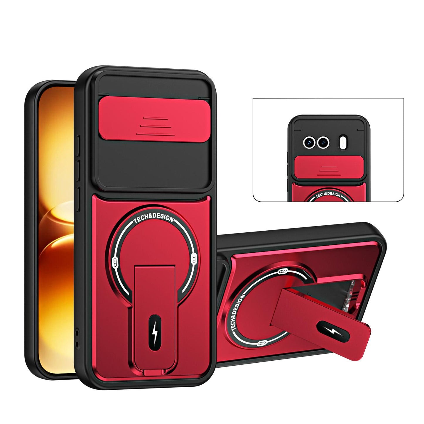 For vivo iQOO 15R 5G / Z11 Turbo Sliding Camshield Holder Magnetic Phone Case(Red)
