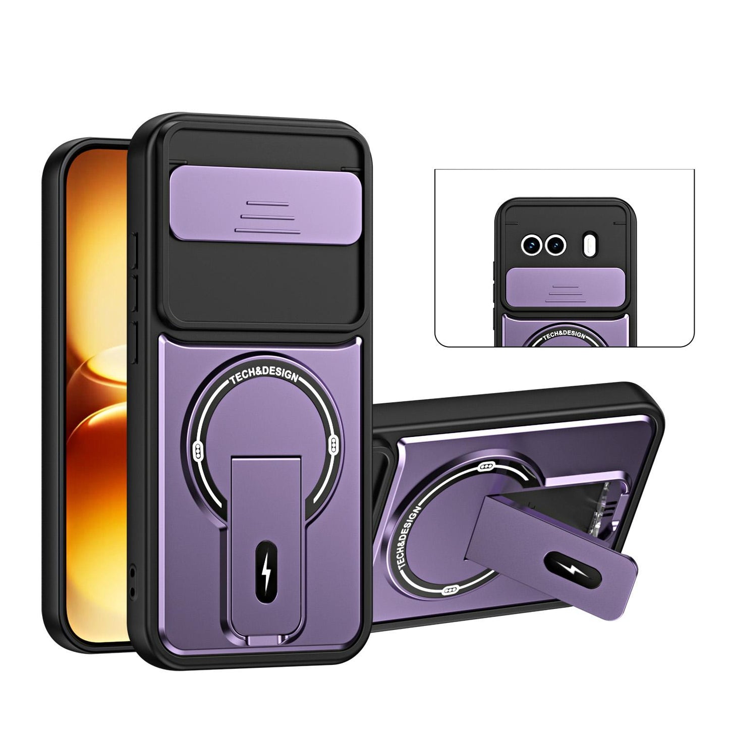 For vivo iQOO 15R 5G / Z11 Turbo Sliding Camshield Holder Magnetic Phone Case(Purple)