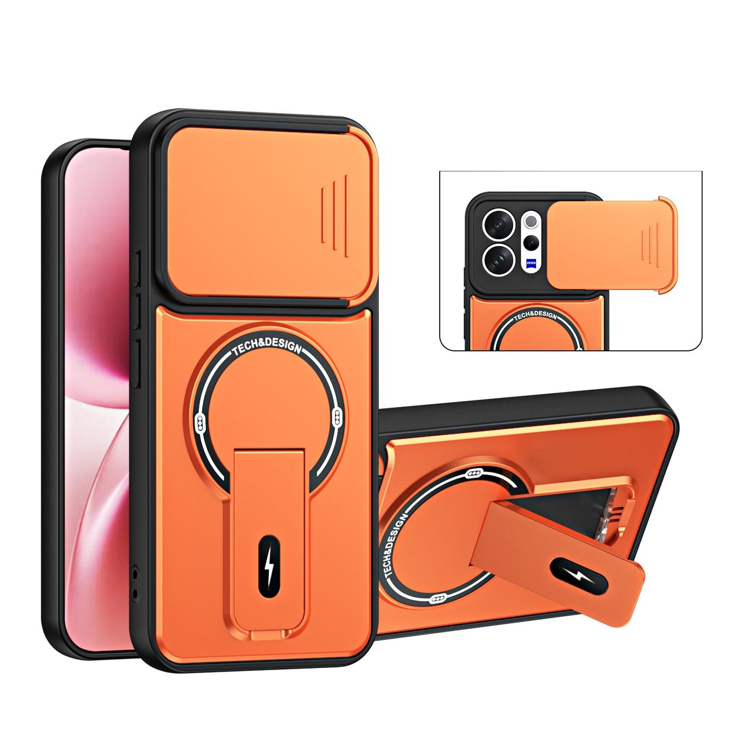 For vivo V70 Global / S50 5G / V70 Lite Sliding Camshield Holder Magnetic Phone Case(Orange)