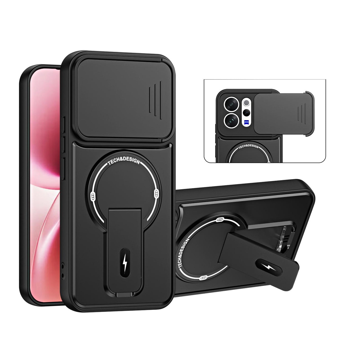For vivo V70 Global / S50 5G / V70 Lite Sliding Camshield Holder Magnetic Phone Case(Black)