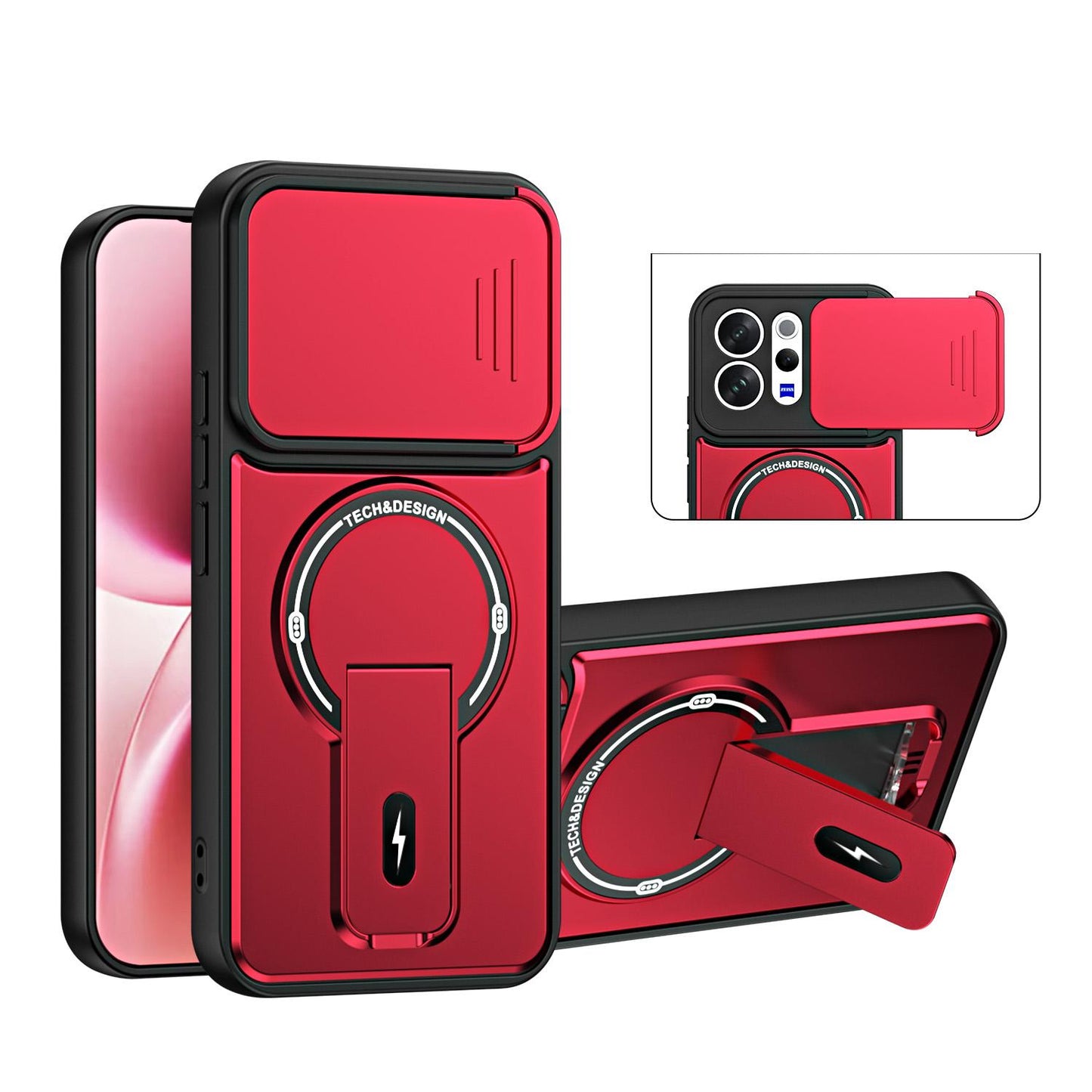 For vivo V70 Global / S50 5G / V70 Lite Sliding Camshield Holder Magnetic Phone Case(Red)