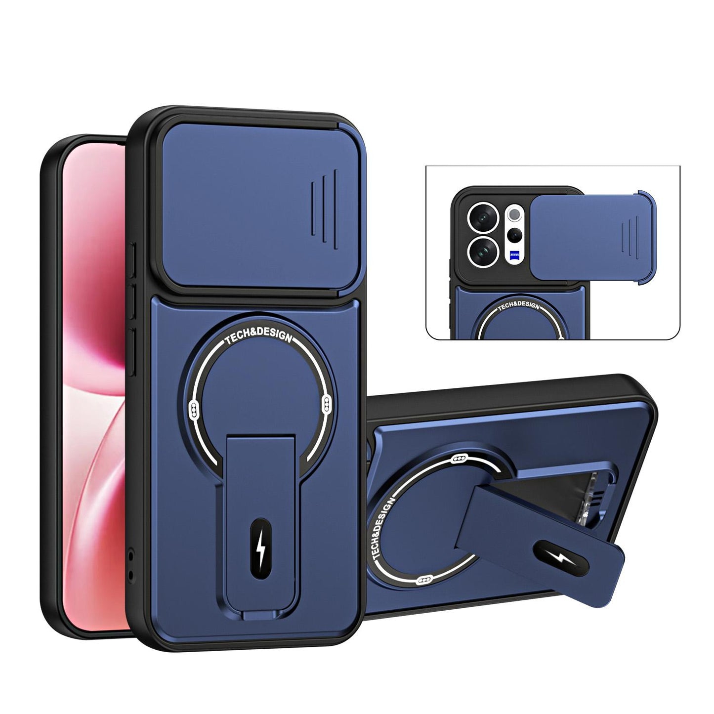 For vivo V70 Global / S50 5G / V70 Lite Sliding Camshield Holder Magnetic Phone Case(Blue)