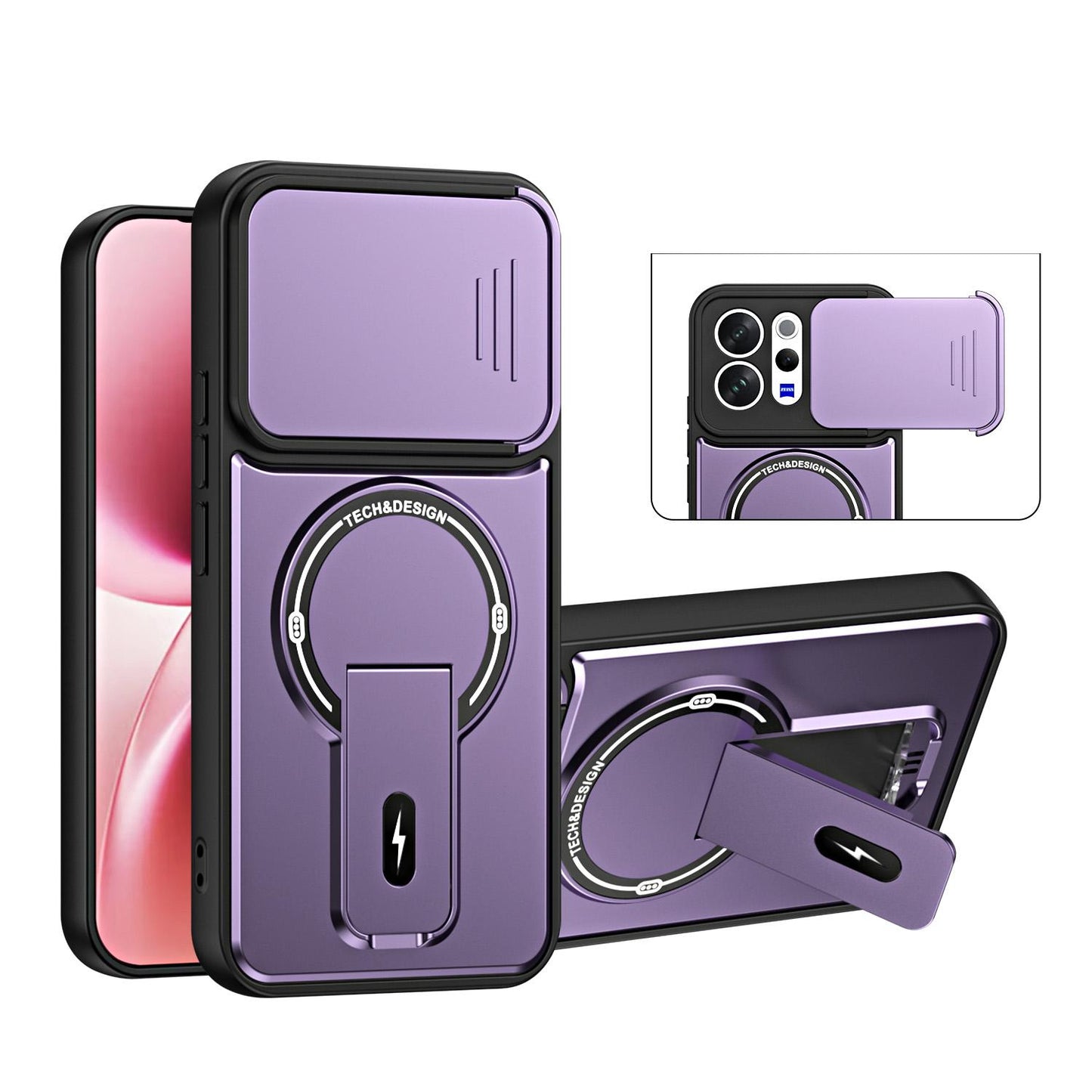 For vivo V70 Global / S50 5G / V70 Lite Sliding Camshield Holder Magnetic Phone Case(Purple)