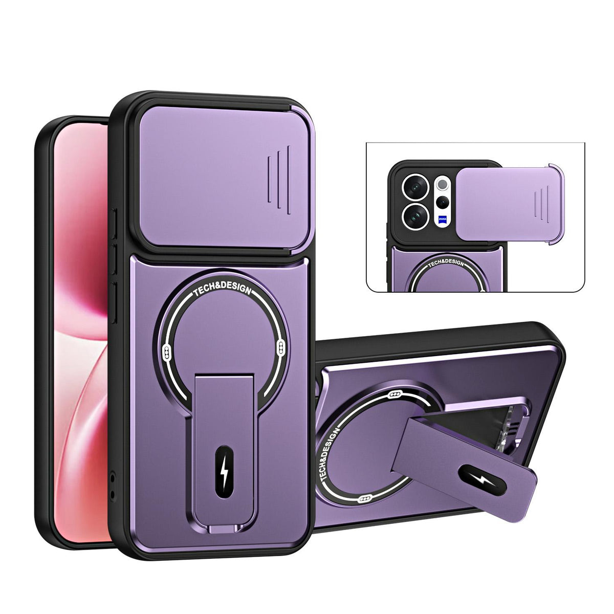 For vivo V70 Global / S50 5G / V70 Lite Sliding Camshield Holder Magnetic Phone Case - Purple - EDA009988102E