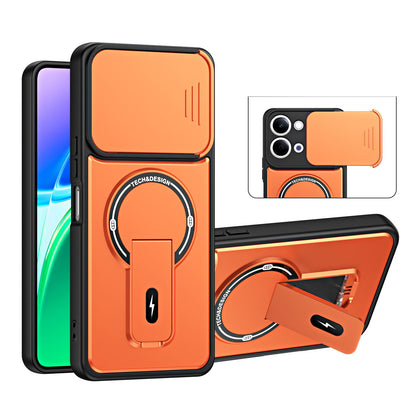 For vivo Y05 / Y21 5G Sliding Camshield Holder Magnetic Phone Case(Orange)