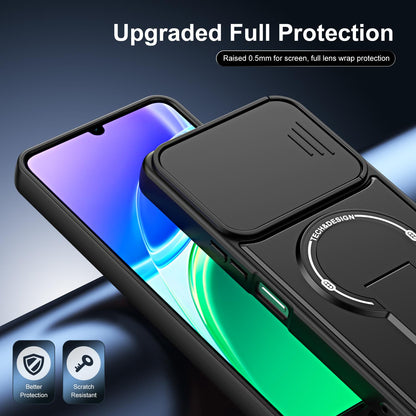 For vivo Y05 / Y21 5G Sliding Camshield Holder Magnetic Phone Case(Black)