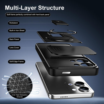 For vivo Y05 / Y21 5G Sliding Camshield Holder Magnetic Phone Case(Black)
