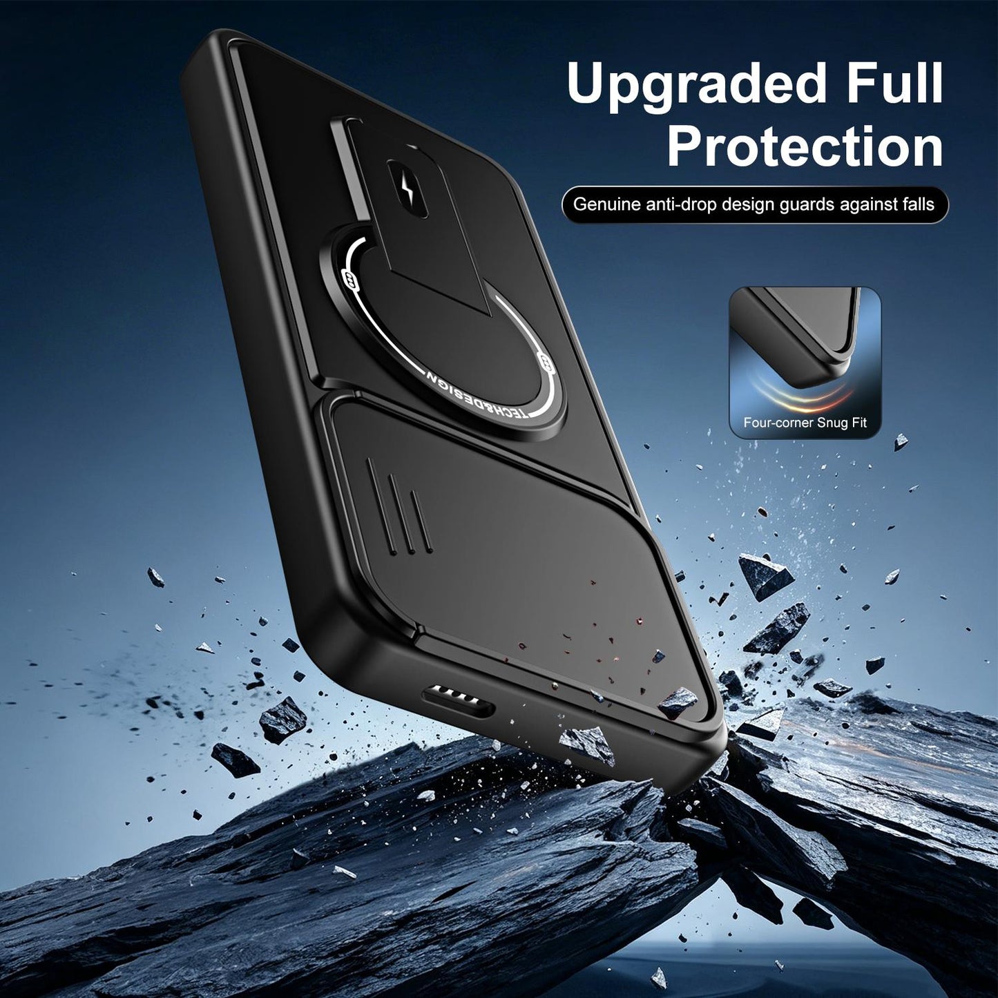 For vivo Y05 / Y21 5G Sliding Camshield Holder Magnetic Phone Case(Black)