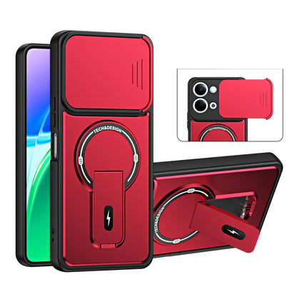 For vivo Y05 / Y21 5G Sliding Camshield Holder Magnetic Phone Case(Red)