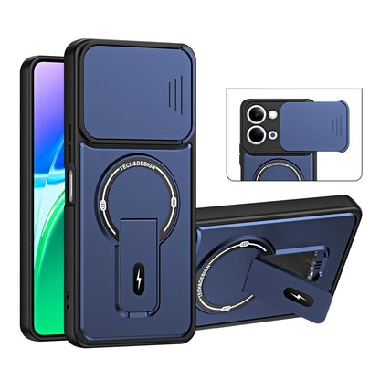 For vivo Y05 / Y21 5G Sliding Camshield Holder Magnetic Phone Case(Blue)