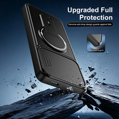 For vivo Y05 / Y21 5G Sliding Camshield Holder Magnetic Phone Case(Purple)