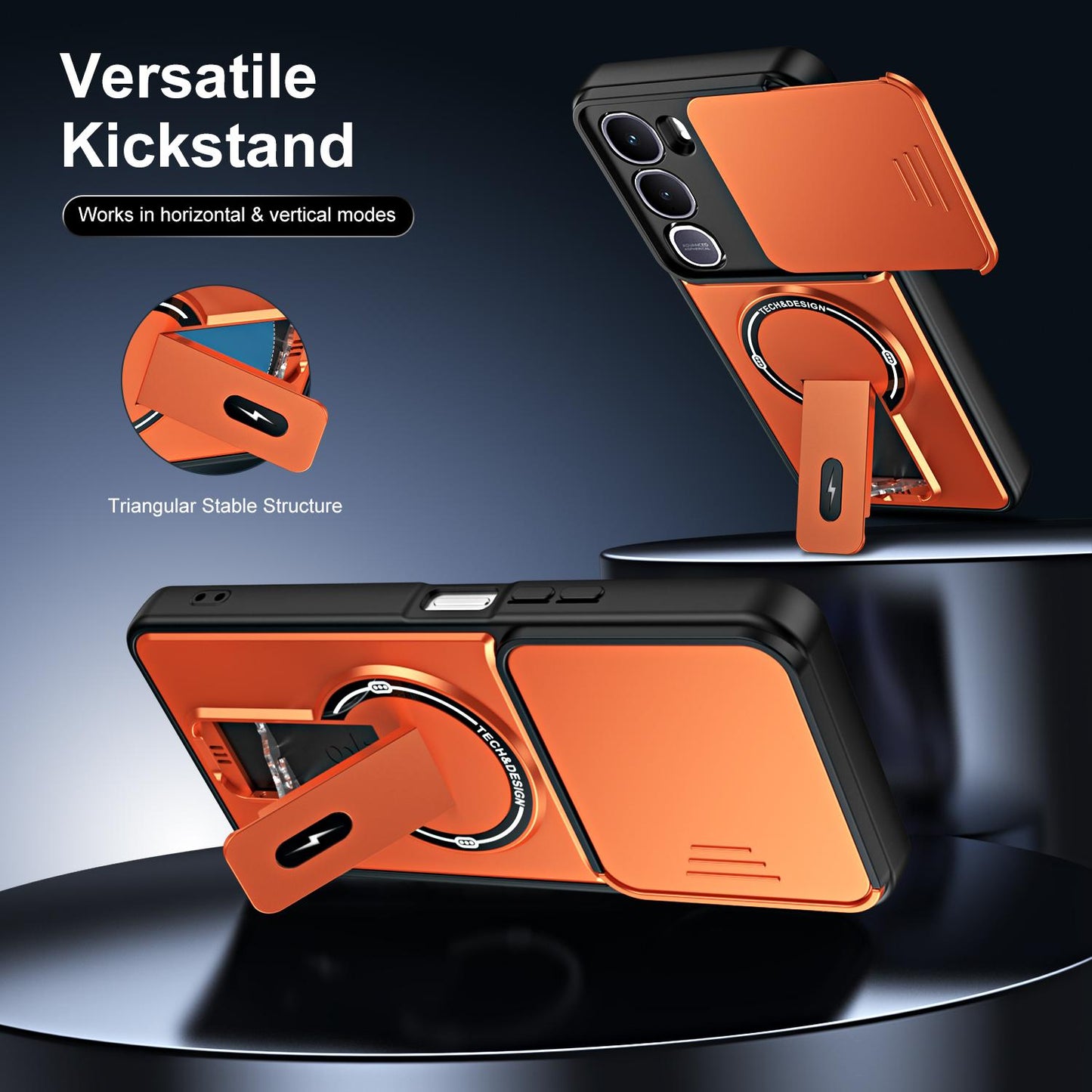 For vivo Y31 5G / Y21d Sliding Camshield Holder Magnetic Phone Case(Black)