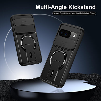 For Google Pixel 9 / 9 Pro Sliding Camshield Holder Magnetic Phone Case - Red - EDA009988301C
