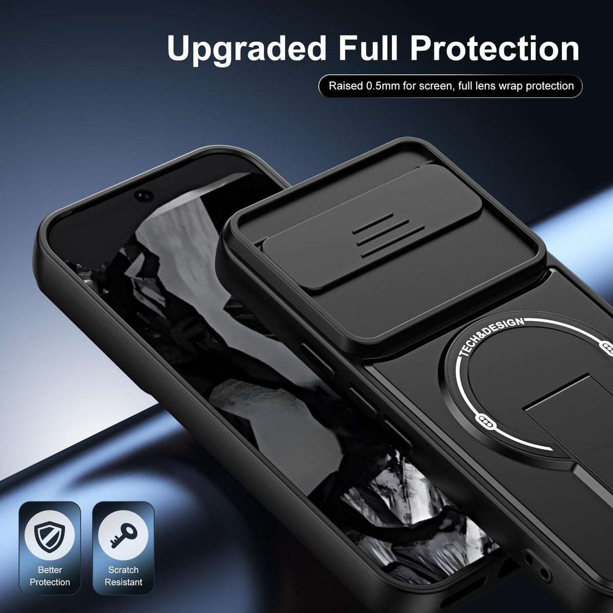 For Google Pixel 9 / 9 Pro Sliding Camshield Holder Magnetic Phone Case - Blue - EDA009988301D