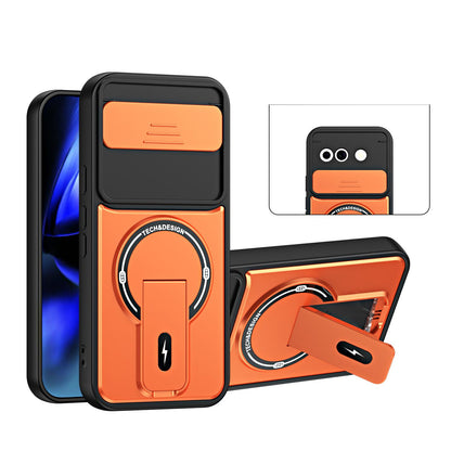 For Google Pixel 9a Sliding Camshield Holder Magnetic Phone Case - Orange - EDA009988302A