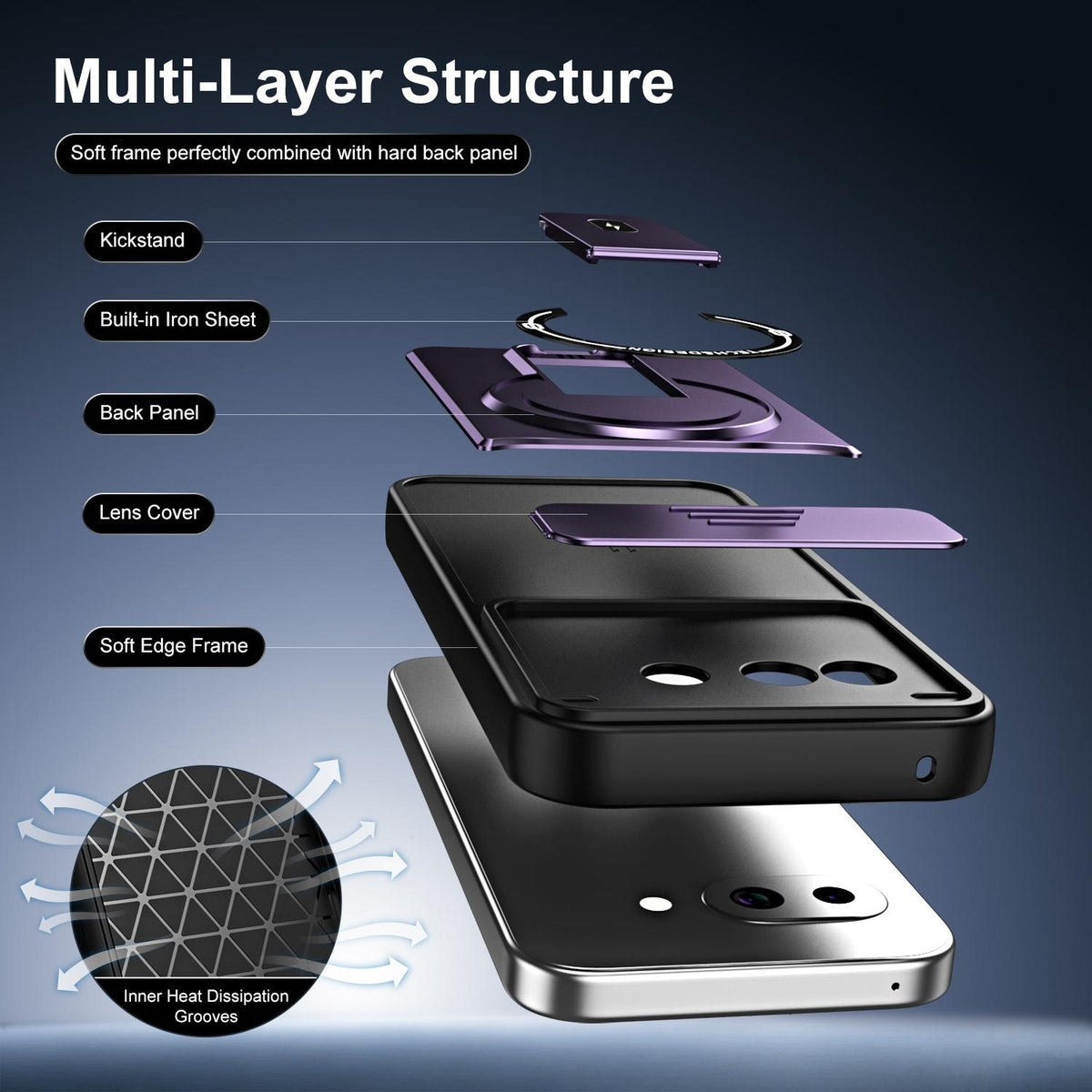 For Google Pixel 9a Sliding Camshield Holder Magnetic Phone Case - Orange - EDA009988302A