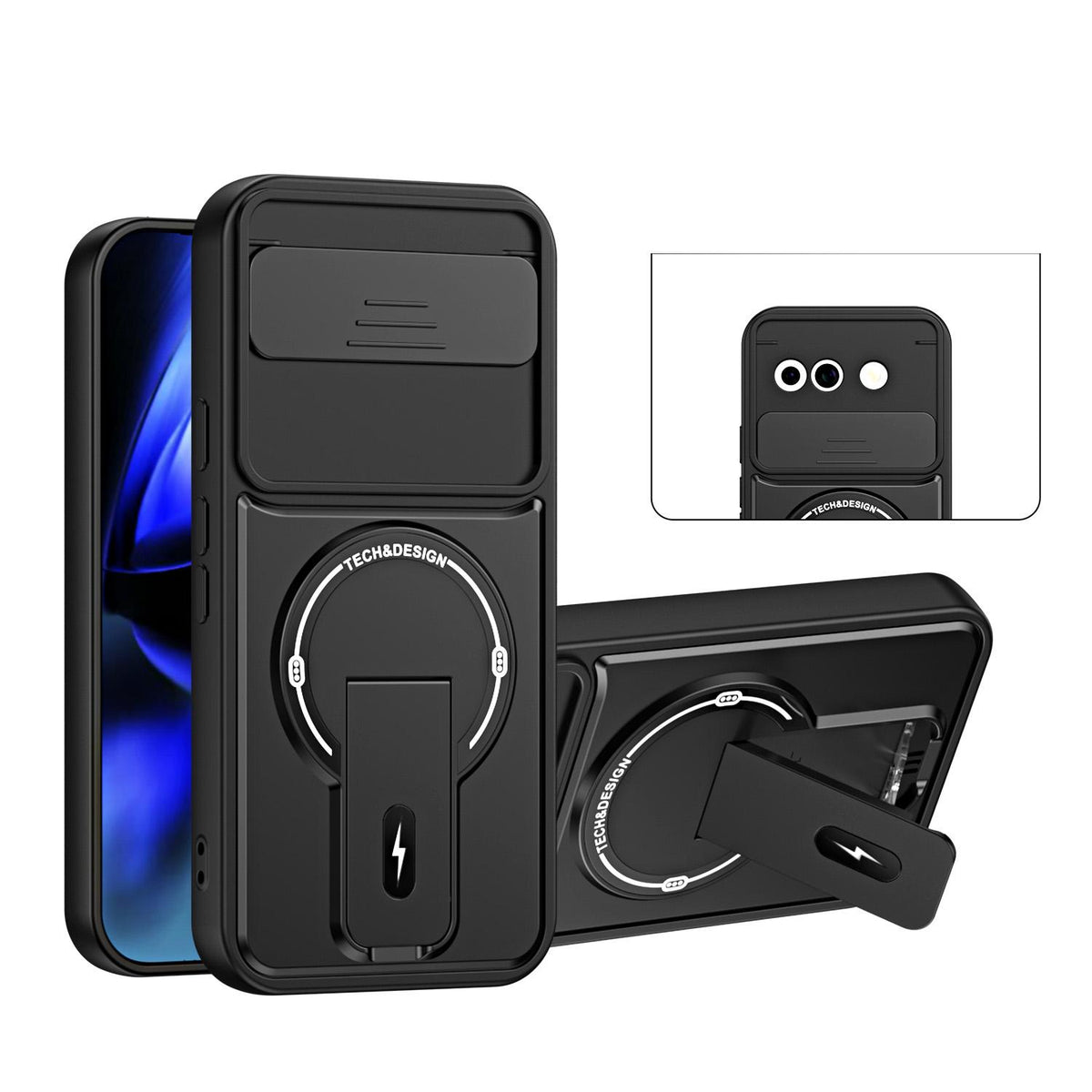 For Google Pixel 9a Sliding Camshield Holder Magnetic Phone Case - Black - EDA009988302B