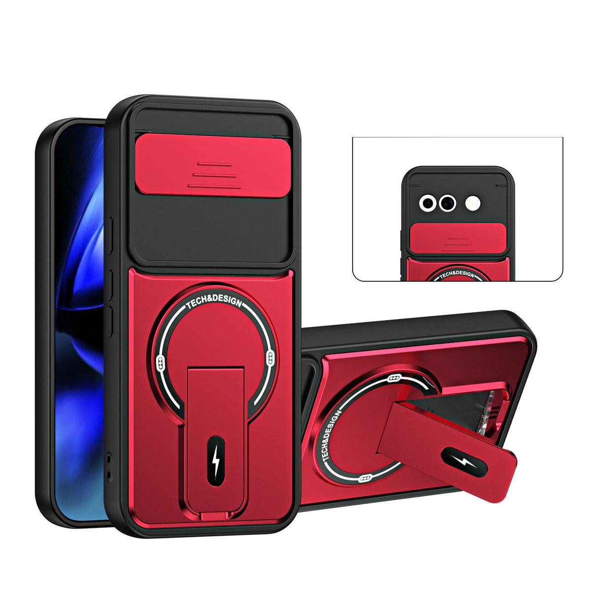 For Google Pixel 9a Sliding Camshield Holder Magnetic Phone Case - Red - EDA009988302C