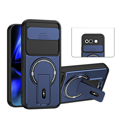 For Google Pixel 9a Sliding Camshield Holder Magnetic Phone Case - Blue - EDA009988302D