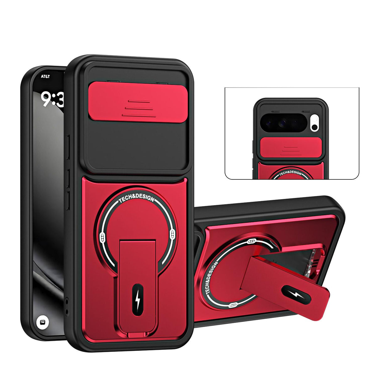 For Google Pixel 10 Pro XL Sliding Camshield Holder Magnetic Phone Case - Red - EDA009988303C