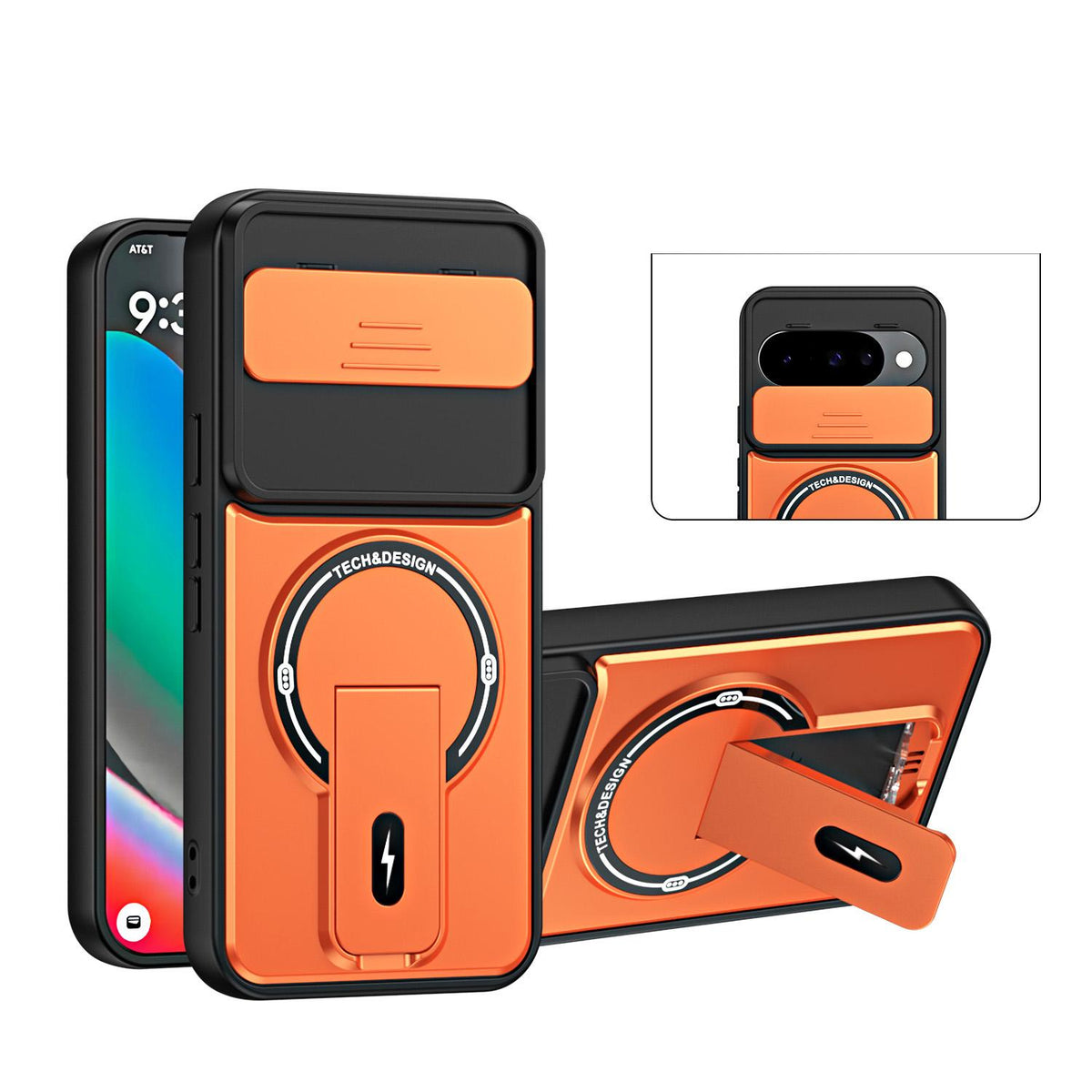 For Google Pixel 10 / 10 Pro Sliding Camshield Holder Magnetic Phone Case - Orange - EDA009988304A