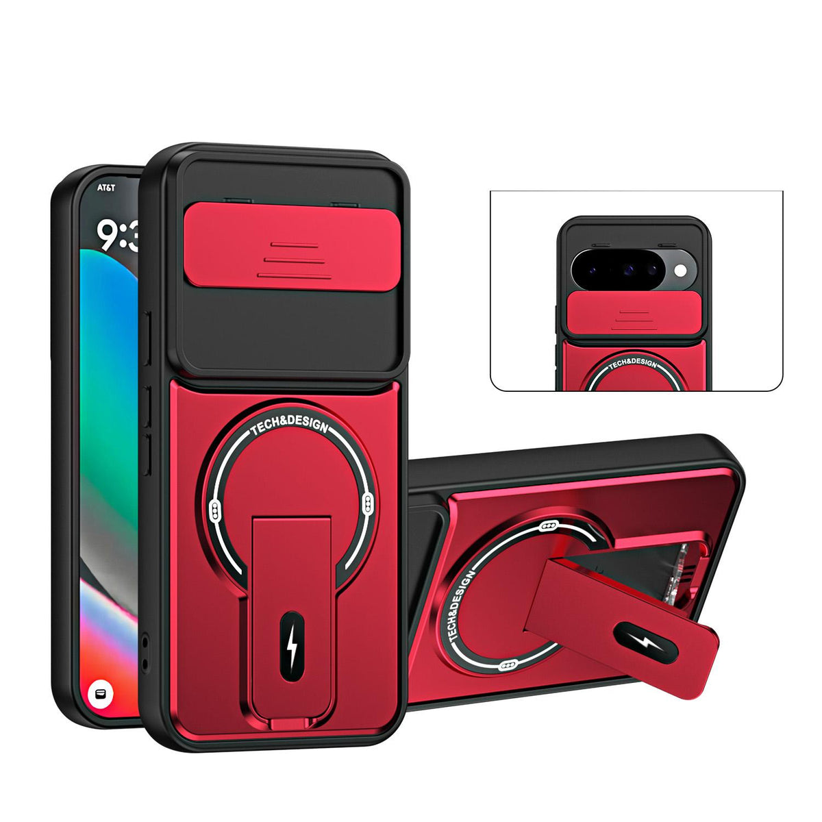 For Google Pixel 10 / 10 Pro Sliding Camshield Holder Magnetic Phone Case - Red - EDA009988304C