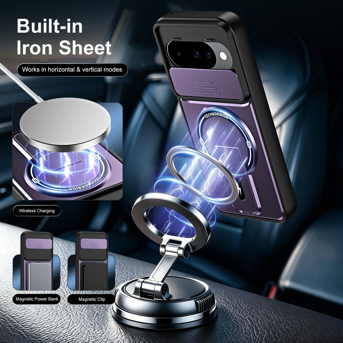 For Google Pixel 10 / 10 Pro Sliding Camshield Holder Magnetic Phone Case - Purple - EDA009988304E