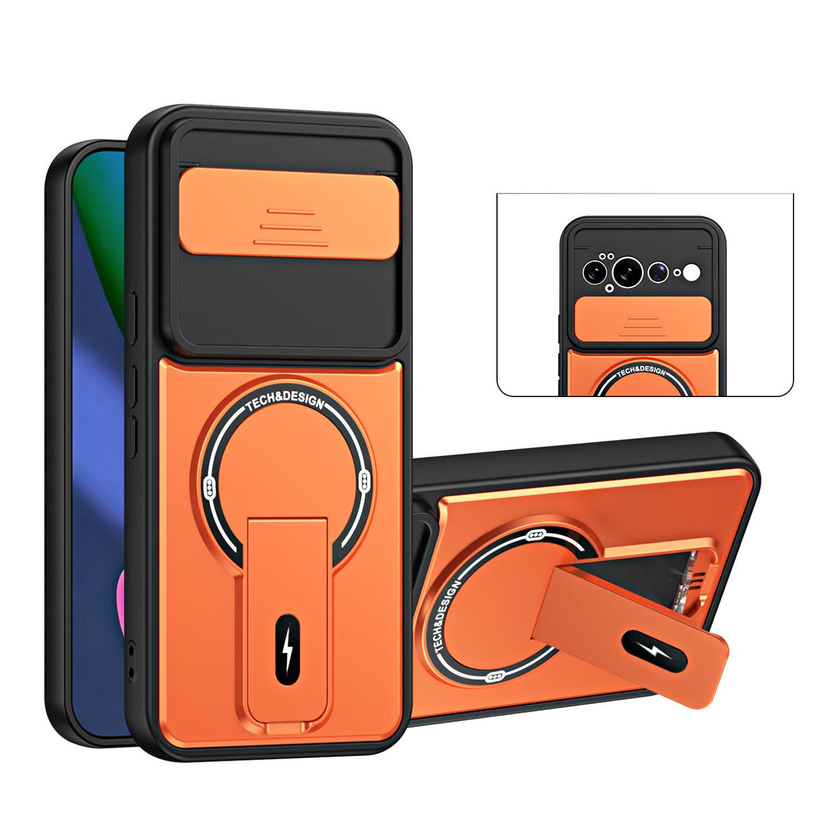 For Google Pixel 11 Pro XL Sliding Camshield Holder Magnetic Phone Case - Orange - EDA009988305A