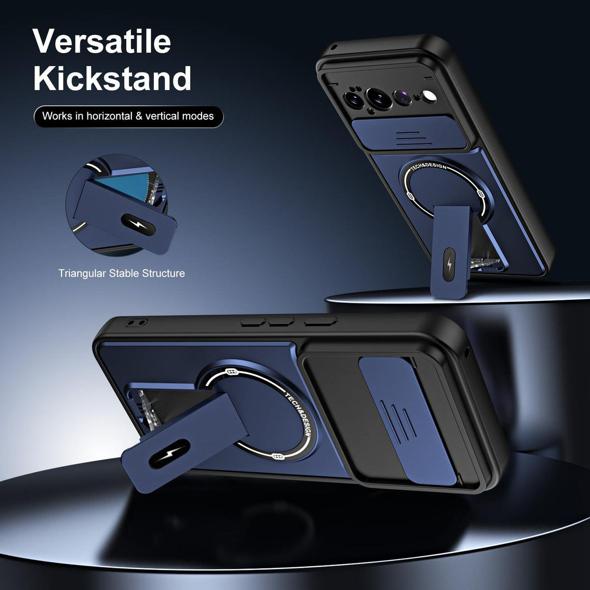For Google Pixel 11 Pro XL Sliding Camshield Holder Magnetic Phone Case - Blue - EDA009988305D