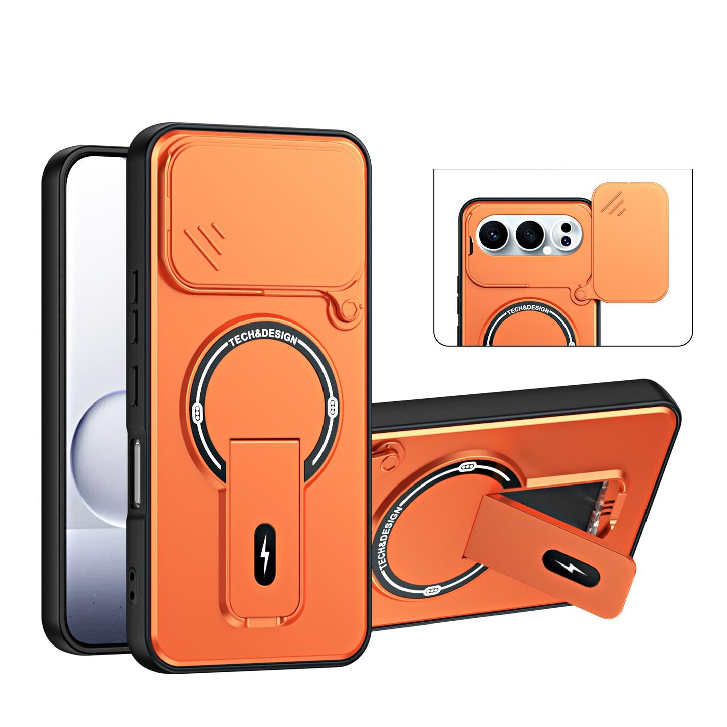 For Honor 500 / 500 Pro Global 155.8mm Sliding Camshield Holder Magnetic Phone Case(Orange)
