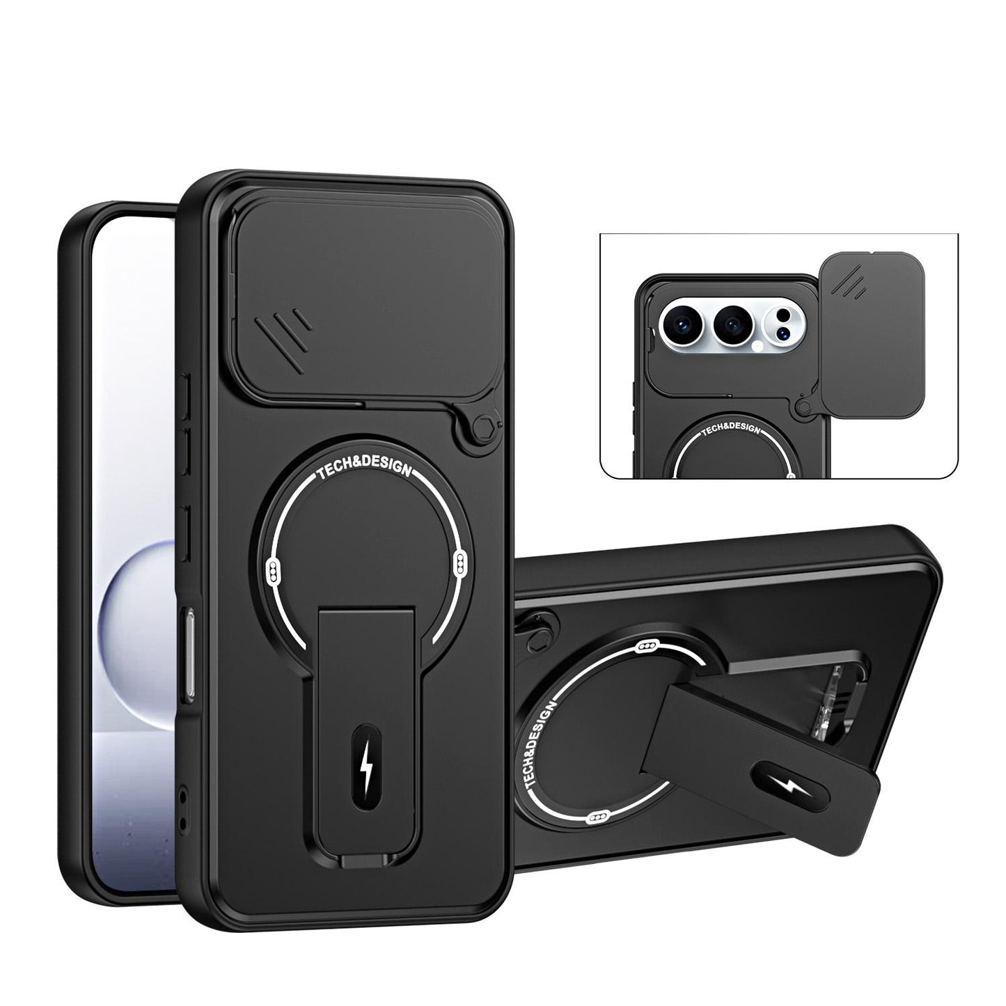For Honor 500 / 500 Pro Global 155.8mm Sliding Camshield Holder Magnetic Phone Case(Black)