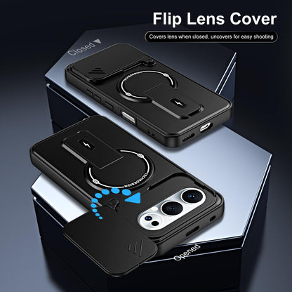 For Honor 500 / 500 Pro Global 155.8mm Sliding Camshield Holder Magnetic Phone Case(Black)