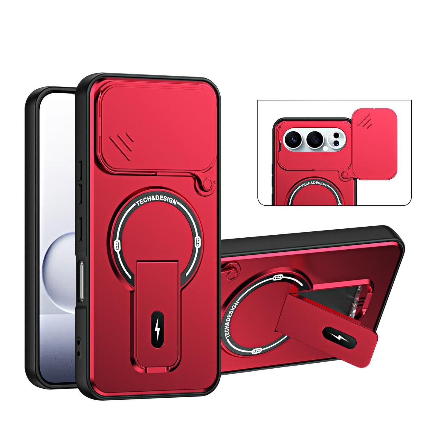 For Honor 500 / 500 Pro Global 155.8mm Sliding Camshield Holder Magnetic Phone Case(Red)