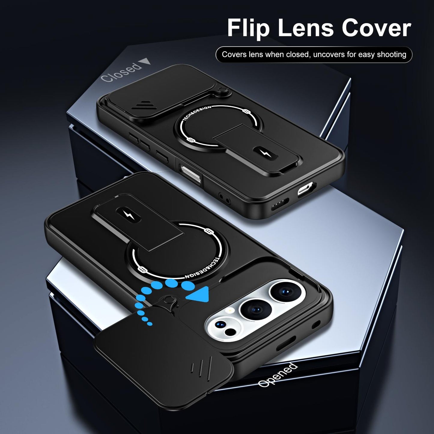 For Honor 500 / 500 Pro Global 155.8mm Sliding Camshield Holder Magnetic Phone Case(Blue)