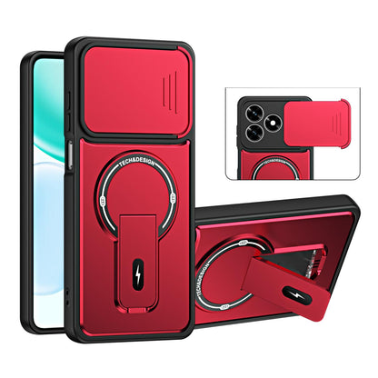 For Honor 600 Lite / 500 Smart Global 5G Sliding Camshield Holder Magnetic Phone Case(Red)