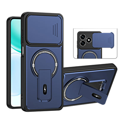 For Honor 600 Lite / 500 Smart Global 5G Sliding Camshield Holder Magnetic Phone Case(Blue)