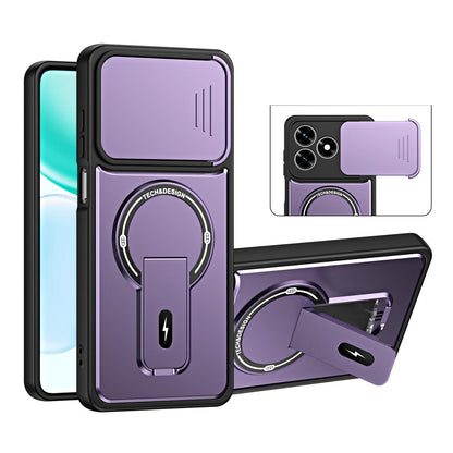 For Honor 600 Lite / 500 Smart Global 5G Sliding Camshield Holder Magnetic Phone Case(Purple)