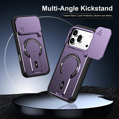 For Honor 600 / 600 Pro Global Sliding Camshield Holder Magnetic Phone Case(Black)
