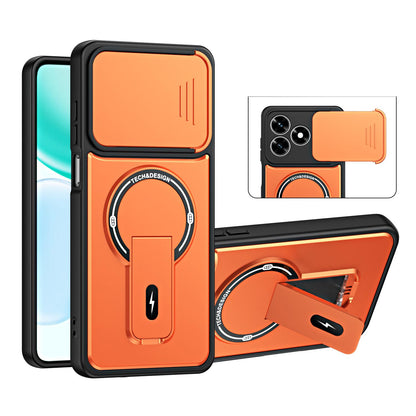 For Honor X5c / X5c Plus / X5d Sliding Camshield Holder Magnetic Phone Case(Orange)