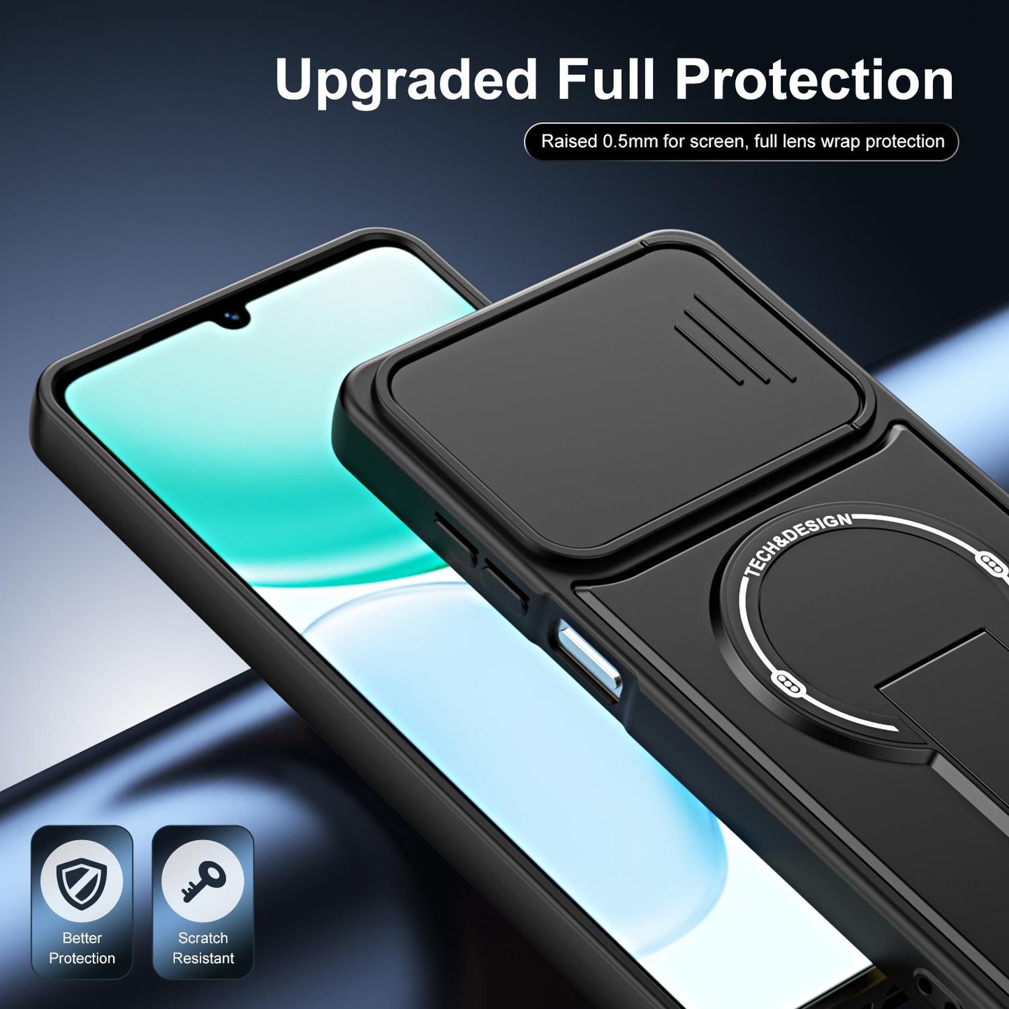 For Honor X5c / X5c Plus / X5d Sliding Camshield Holder Magnetic Phone Case(Orange)
