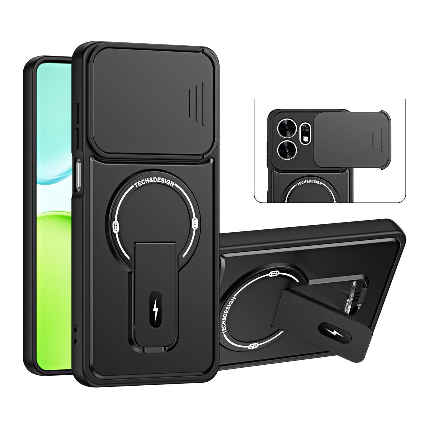 For Honor X6d / Play 60A 5G Sliding Camshield Holder Magnetic Phone Case(Black)