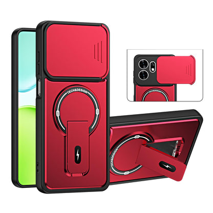 For Honor X6d / Play 60A 5G Sliding Camshield Holder Magnetic Phone Case(Red)