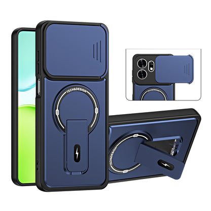 For Honor X6d / Play 60A 5G Sliding Camshield Holder Magnetic Phone Case(Blue)