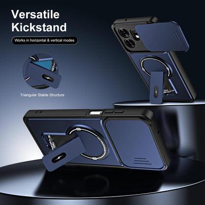 For Honor X6d / Play 60A 5G Sliding Camshield Holder Magnetic Phone Case(Blue)