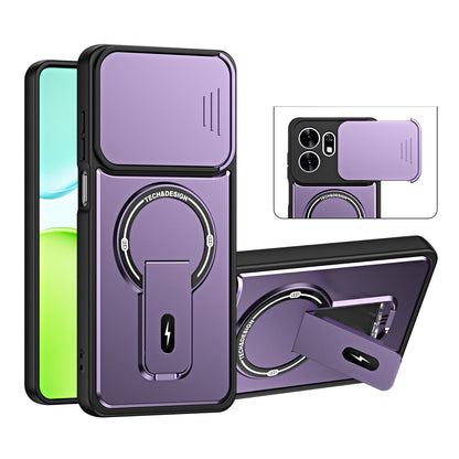 For Honor X6d / Play 60A 5G Sliding Camshield Holder Magnetic Phone Case(Purple)