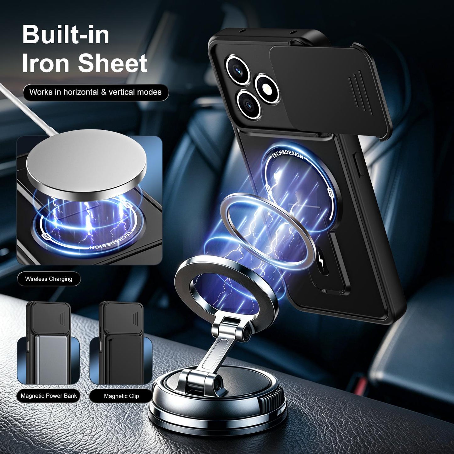 For Honor X8d 4G Sliding Camshield Holder Magnetic Phone Case(Black)